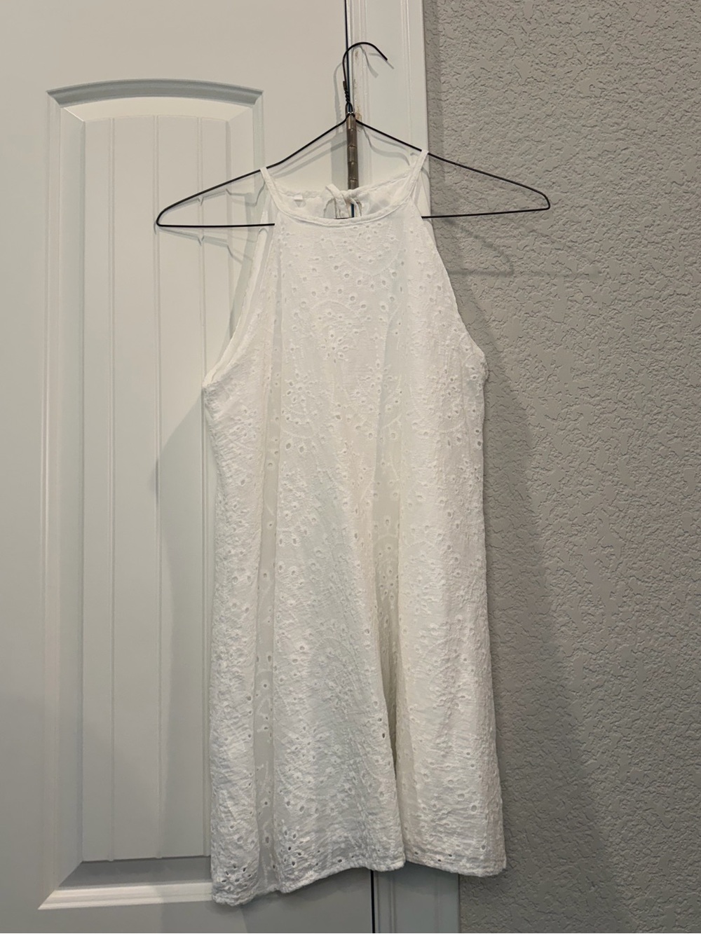Women’s White Eyelet Halter Dress